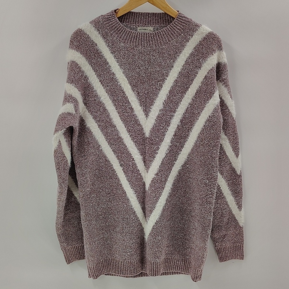 And the Why Sweater Size M/L I Oversized Purple And White Chunky Fuzzy Soft